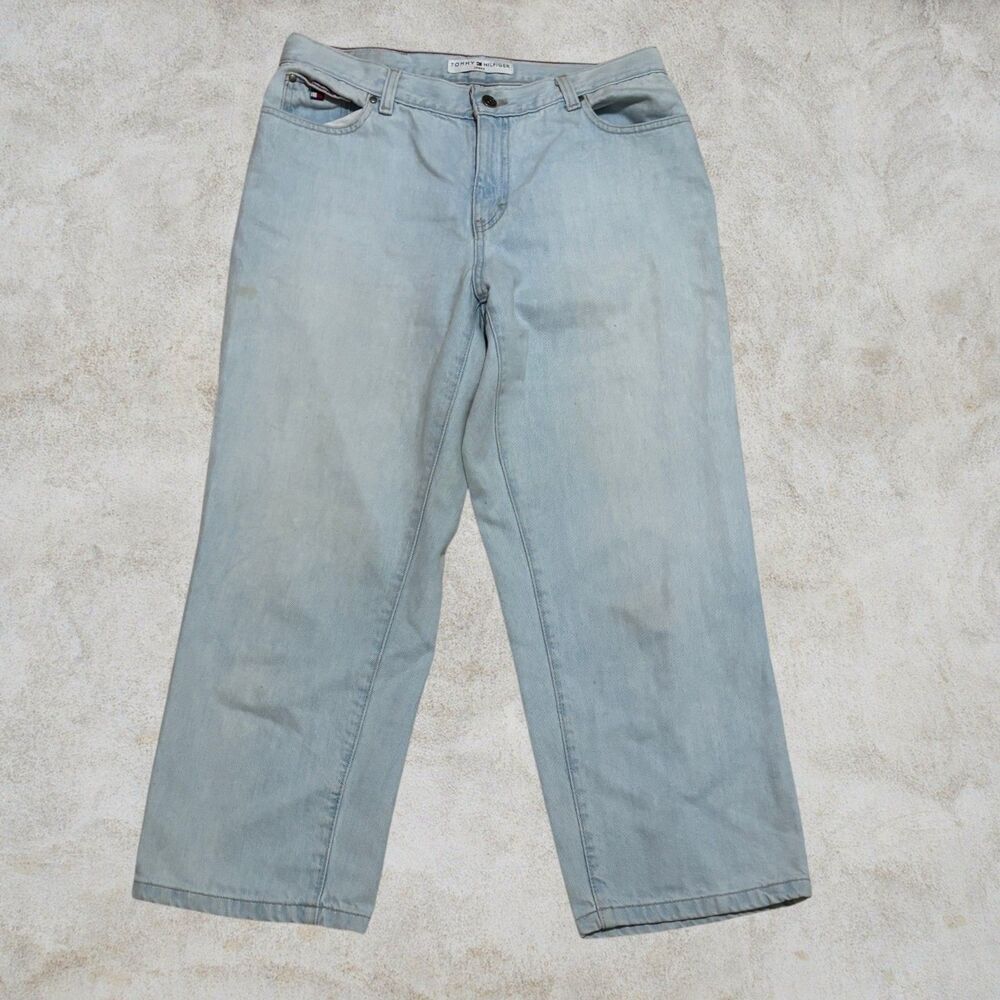 Y2K Tommy Hilfiger Light Blue Women's Straight Leg Jeans Size 8